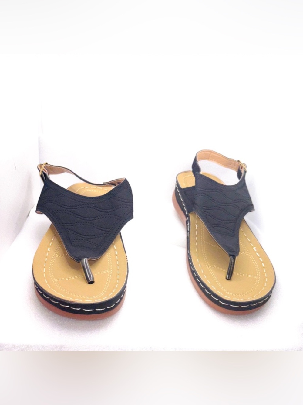 Orthopedic Black Buckle Sandals Casual Ladies Low Wedge Shoes Sz 9.5/10 - EU43